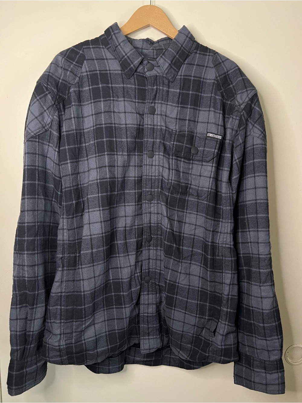 Street & Steel Mission Moto Armored Riding Plaid Flannel Shirt Size XL